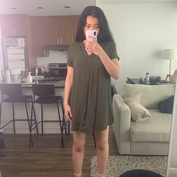 SOLD - H&M Olive Green Shift Dress - Picture 1 of 2